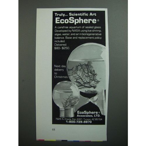 1989 EcoSphere Aquarium Ad - Truly Scientific Art EcoSphere