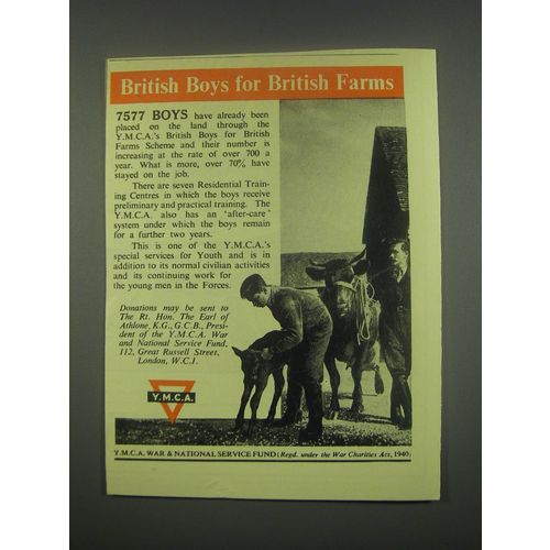 1949 YMCA Young Men's Christian Association Ad - British boys for British farms