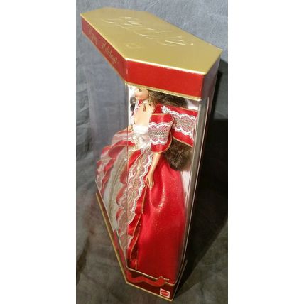 Mattel 1997 Happy Holidays Barbie With Red And Gold Dress - Rare Item!!