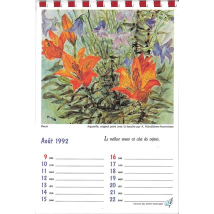 Calendrier Artistique 1992 Peinture d'Handicapé