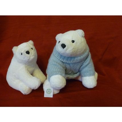 LOT OF 2 BATH & BODY WORKS POLAR BEARS LARGE BEAR HAS GRAY COWL NECK SWEATER