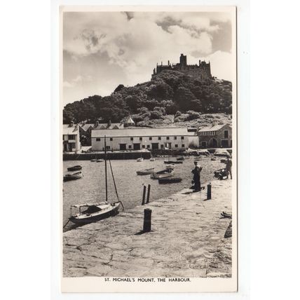 The Harbour St Michael's Mount Postcard RP Cornwall