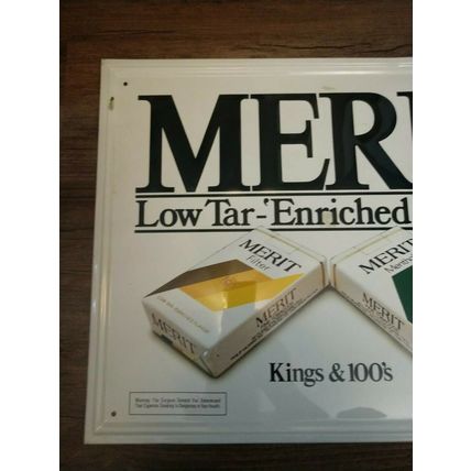 Vintage Metal Merit Cigarette Sign 21.5 x 17