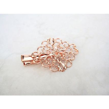 Antique style gold , silver or rose gold filigree alligator hair clip