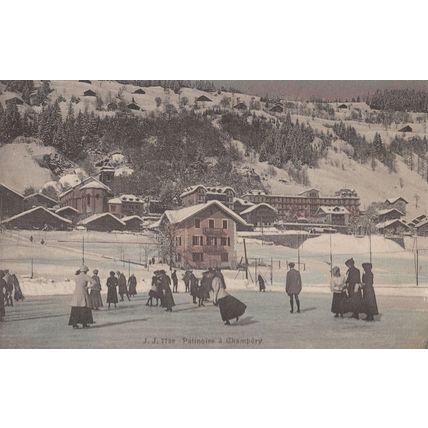 Champery La Patinoire Switzerland Antique Postcard