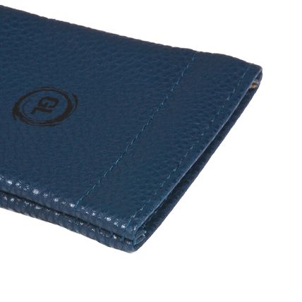 Soft Faux Leather Spring Snap Top Glasses Case (Navy)