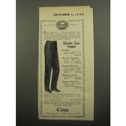 1955 Chipp Slender Line Trousers Advertisement