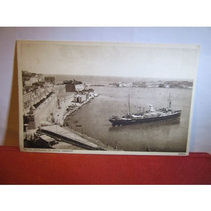 ENTRANCE TO GRAND HARBOUR, MALTA used antique postcard =