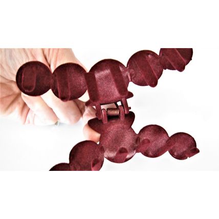 Luxurious velvet maroon red jeweled rhinestone hair claw clip