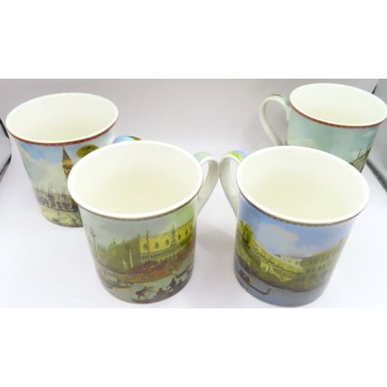 Venice Mugs Set of 4 Fine China 8.5 CM Boxed Gift Microwave Dishwasher Proof