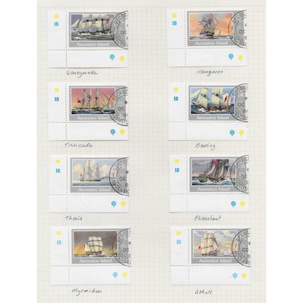 ASCENSION ISLAND 1986 QE2 ROYAL NAVY SHIPS SET CYL Nos Q MARKS SELVEDGE COPIES