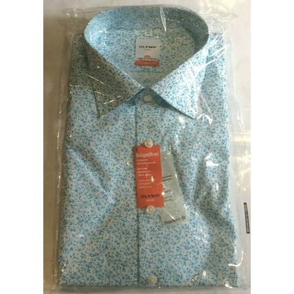 Olymp Luxor Men's S/S Shirt Business / Formal Shirt Turquoise 40 cm (M) 15 3/4"