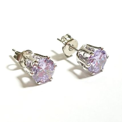 Purple Tanzanite Round White Gold Plated 6mm Stud Earrings
