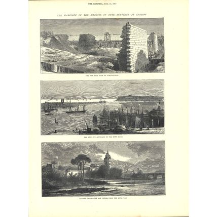 MARRIAGE OF THE MARQUIS OF BUTE - SKETCHES AT CARDIFF 1872 VICTORIAN ENGRAVINGS