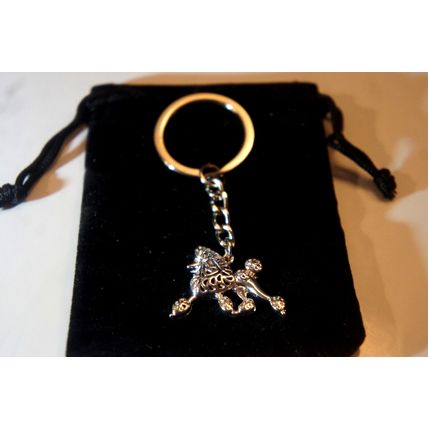 POODLE DOG KEY RING WITH KEY CHAIN & VELVET GIFT BAG