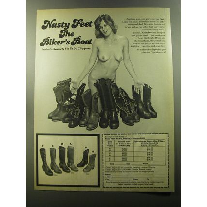1981 Chippewa Nasty Feet Boots Ad - Nasty Feet the Biker's Boot