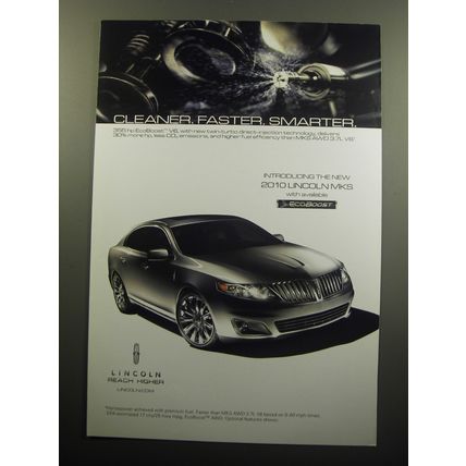 2010 Lincoln MKS Car Advertisement - Cleaner. Faster. Smarter