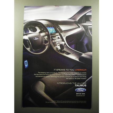 2009 Ford Taurus Car Advertisement - It speaks to you. Literally