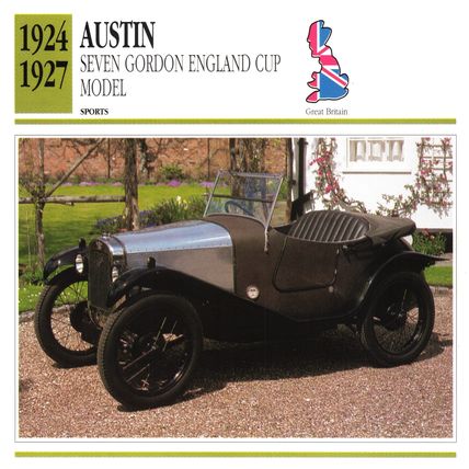 Collectors Club card. Classic Cars. Austin Seven Gordon England Cup Model