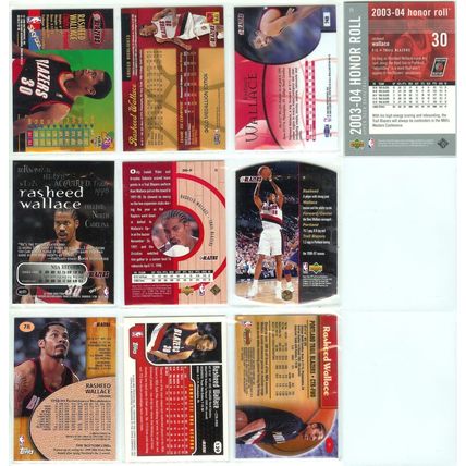 Rasheed Wallace 10x card lot incl Gold, Blue