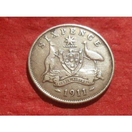 1911 George V sixpence - Australia.