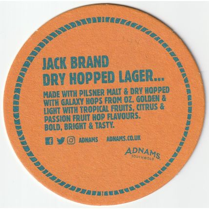 BEER MAT - ADNAMS BREWERY - DRY HOPPED LAGER - (Cat 144) - (2017)
