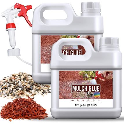 Mulch Glue - 64Oz / 0.5 Gallon Landscape Adhesive Gravel Binder Glue with Applic