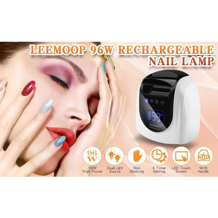 Rechargeable UV LED Nail Lamp, 96W Cordless UV Light for Nails with Handle, Prof