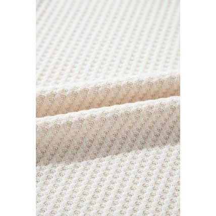 White Waffle Knit Exposed Seam V Neck Oversized Top