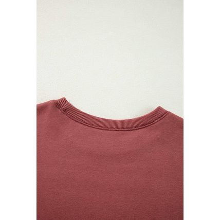 Mineral Red Two Tone Patchwork Drop Shoulder Pullover Sweatshirt