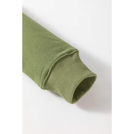 Vineyard Green Drop Shoulder Crisscross Stitching Pocketed Loose Sweatshirt
