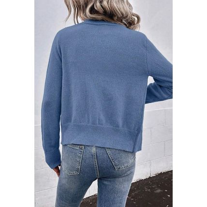 Myosotis Textured Knit Pearl Beaded Button Up Cardigan