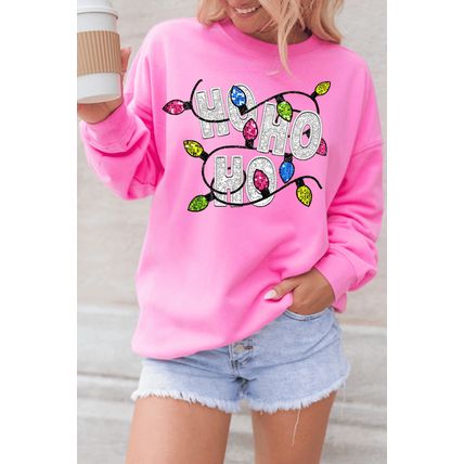 Bonbon HO HO HO Graphic Christmas Sweatshirt