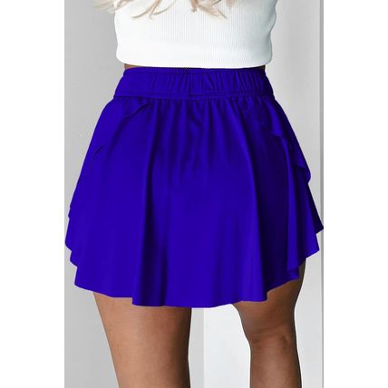 Dark Blue Drawstring High Waist Lined Tennis Skorts