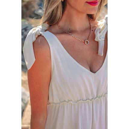 Oatmeal Solid Color Tied Straps Ruffle Tiered Mini Dress