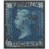 1858 SG47 2d Blue Plate 13 Fine Used Check Letters "GI".