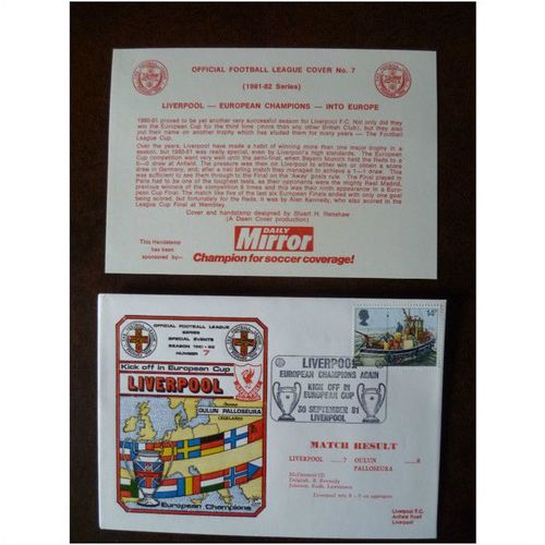 1981 Liverpool v Oulun Palloseura Dawn Football Cover 7 European Cup Finland