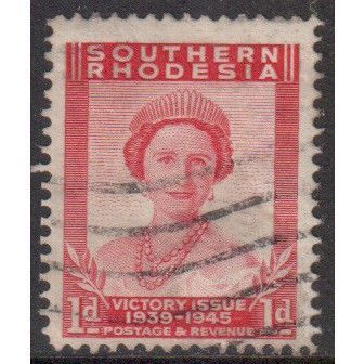 Southern Rhodesia KGVI 1947 Victory 1d Carmine Used SG 64 queen elizabeth stamp