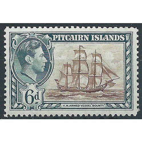 Pitcairn Island 1940 SG6 6d Brown & Deep Greenish-Grey Mounted Mint .. ..