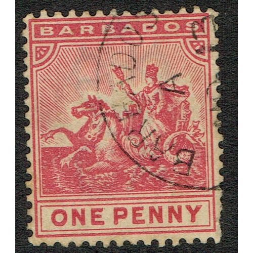Barbados 1892 1d Carmine Wmk Crown CA SG107 FU