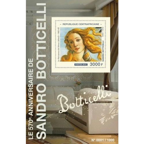CENTRAL AFRICA 2015 SHEET MNH BOTTICELLI ART PAINTINGS ARTE PINTURAS 4A