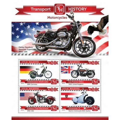 MALDIVES 2015 SHEET MNH MOTORCYCLES TRANSPORT HISTORY HISTOIRE DES TRANSPORTS 5