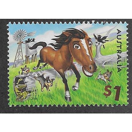 AUS 2005 $1.00 'DOWN ON THE FARM- HORSE' FINE USED (EBID66-635)