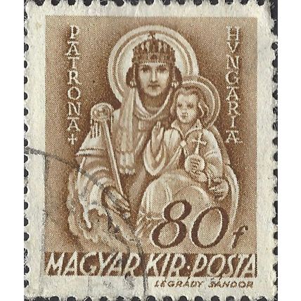 HUNGARY, Madonna, Patroness of Hungary, brown 1939, 80f, #2