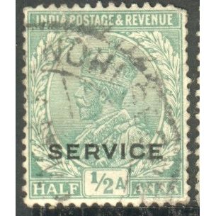 India 1912 - SG O76 - KGV ½a green (SERVICE) used 19