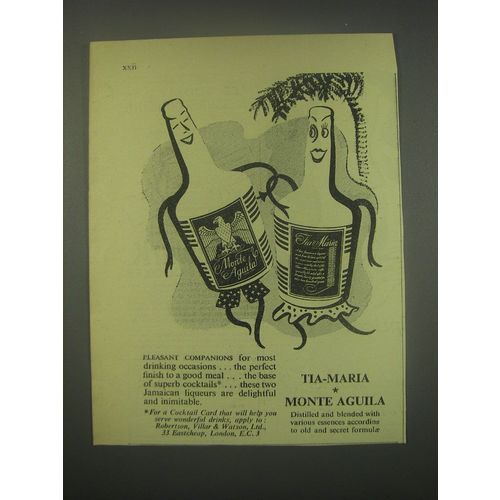 1949 Tia-Maria and Monte Aguila Ad - Pleasant companions for most drinking