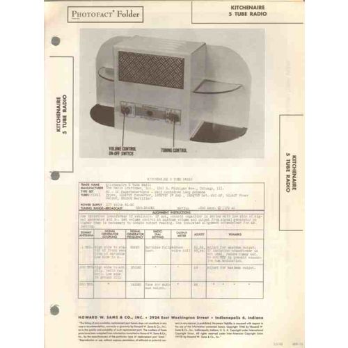 RADIO CRAFTSMEN model Kitchenaire 5 tube radio Sams Photofact manual