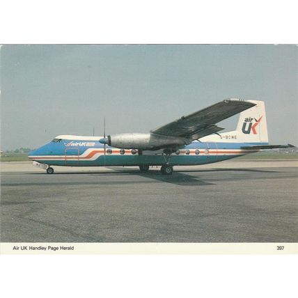 Air Uk Handley Page Herald Civil Aviation Postcard (A18846)