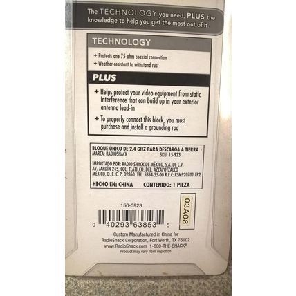 Brand New RadioShack 2.4GHz Single Grounding Block #15-923 1500923