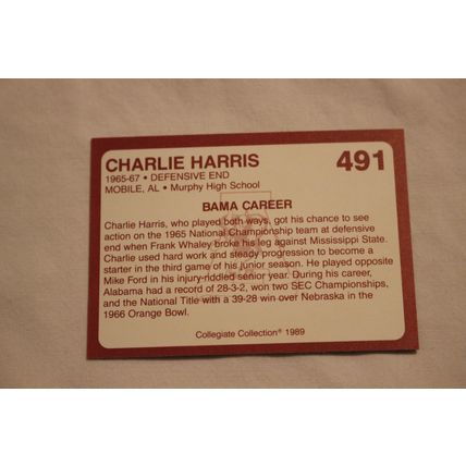 Charlie Harris 1989 Collegiate Collection Alabama's Finest NO. 491